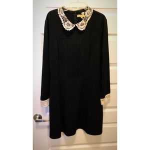 Black Collared Dress with Lace